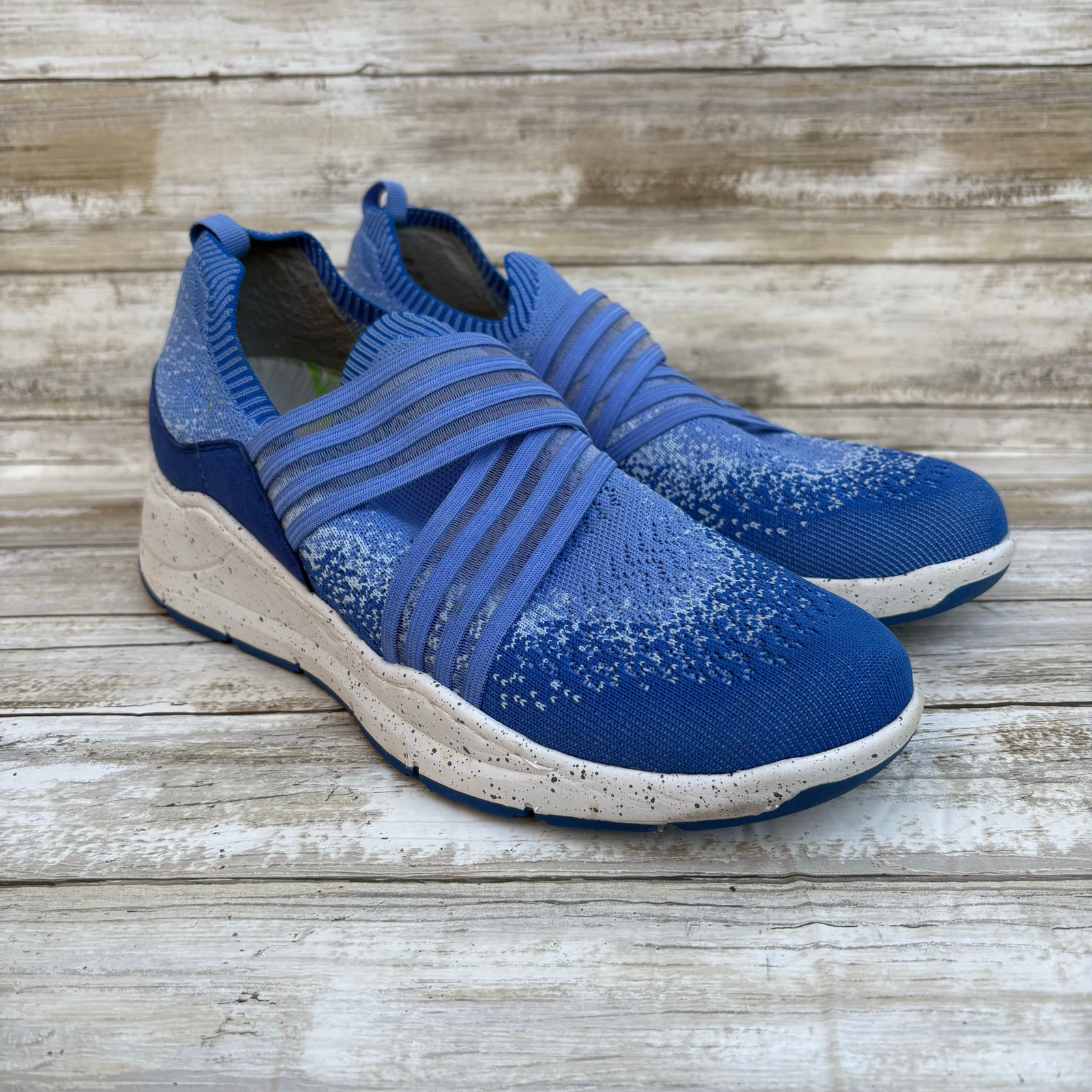 Align Celestia Slip On Sneakers 9m Blue Euc Knit Comfort Work Shoes Nursing